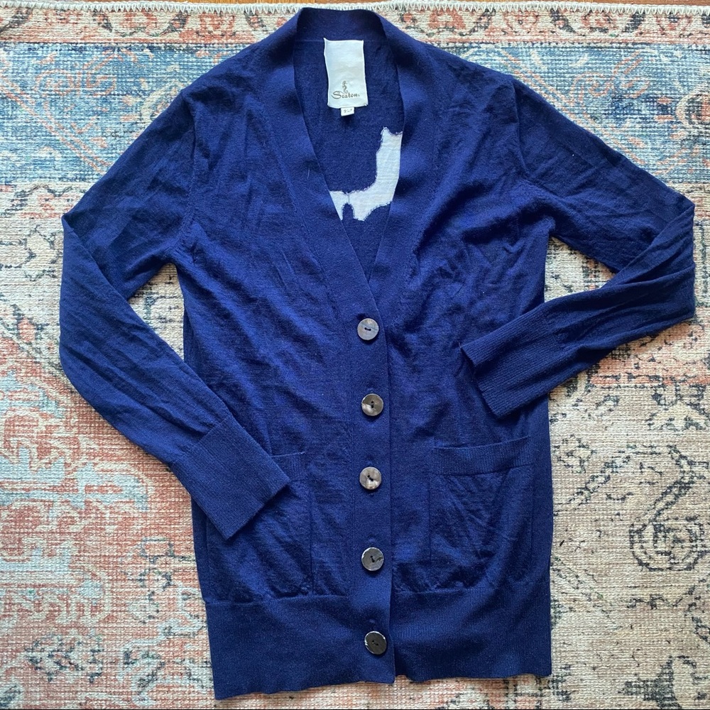 Navy cardigan sweater
